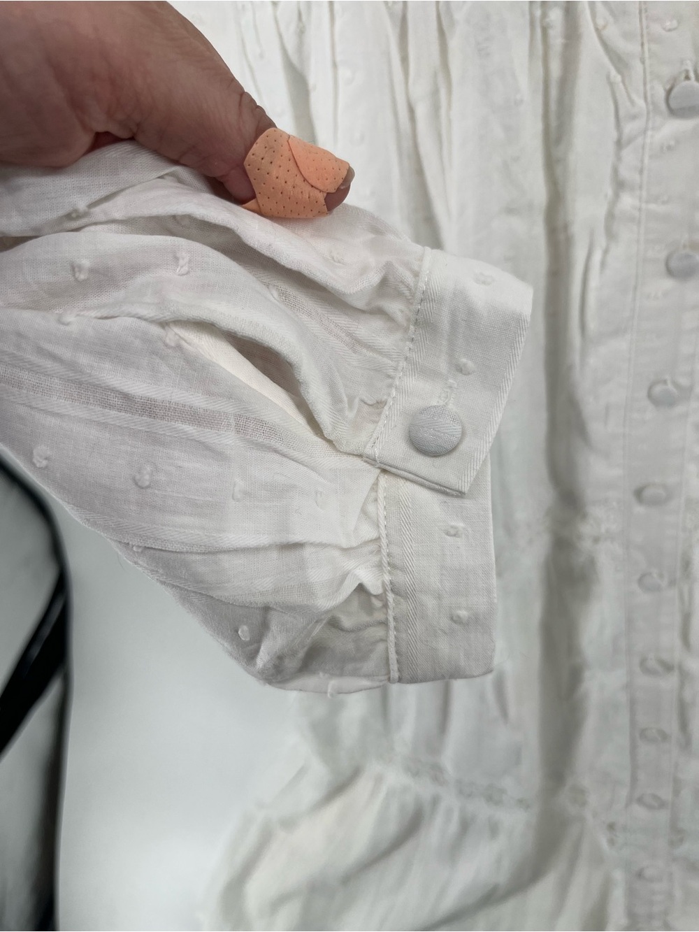 White Cotton Swiss Dot Maxi Dress Cottagecore Prairie Lace Tiered Boho M - Picture 5 of 9